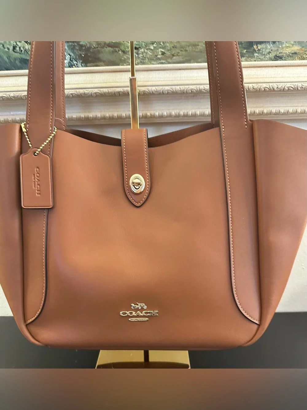 Coach Hadley leather turnlock tote